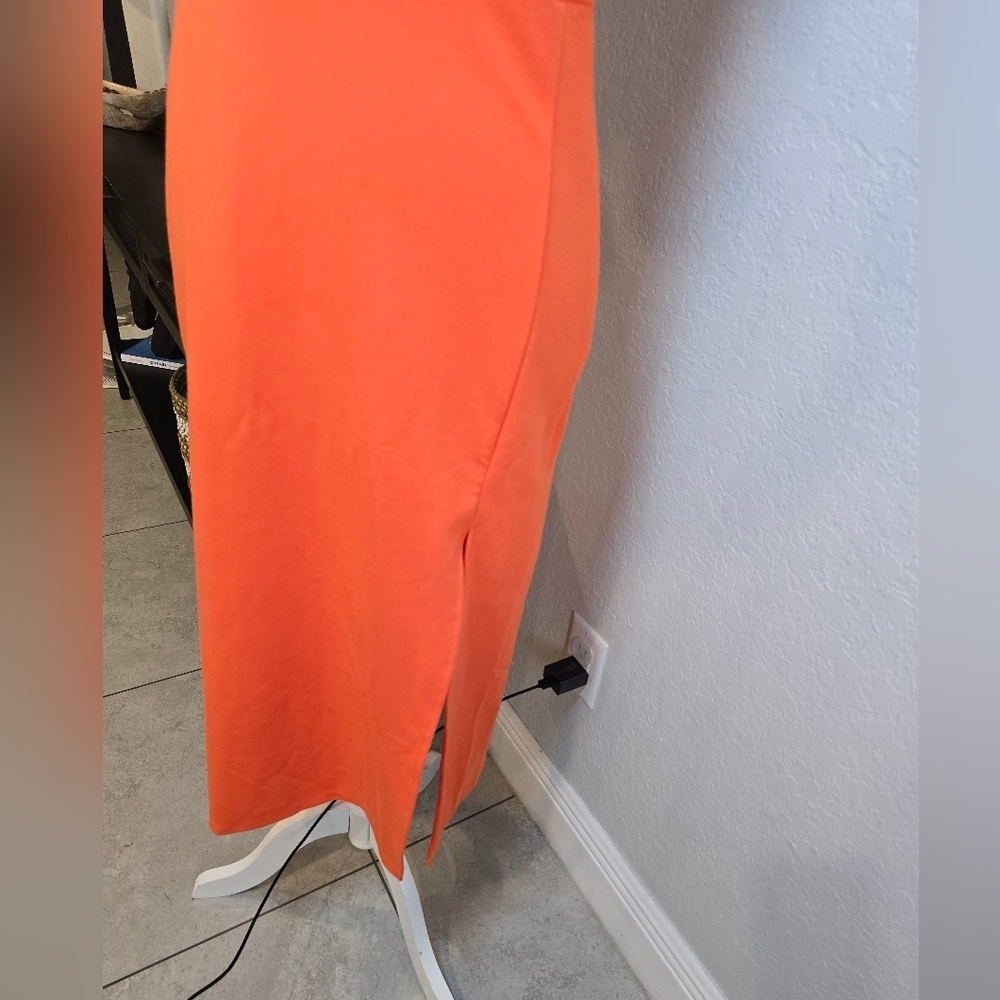 Open Edit Women's Scoop Neck Orange Bodycon Midi Tank Sleeveless Dress Size M - Picture 5 of 8